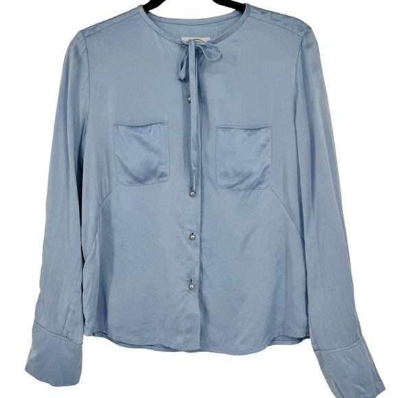 Talbots Pure‎ Silk Pearl Button Up Blouse Long Sleeve Top Size 8 - Picture 1 of 8
